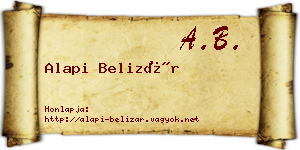 Alapi Belizár névjegykártya